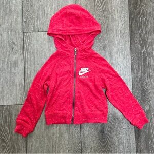 NIKE ZIP UP LIGHTWEIGHT HOODED SWEATSHIRT RED 2T